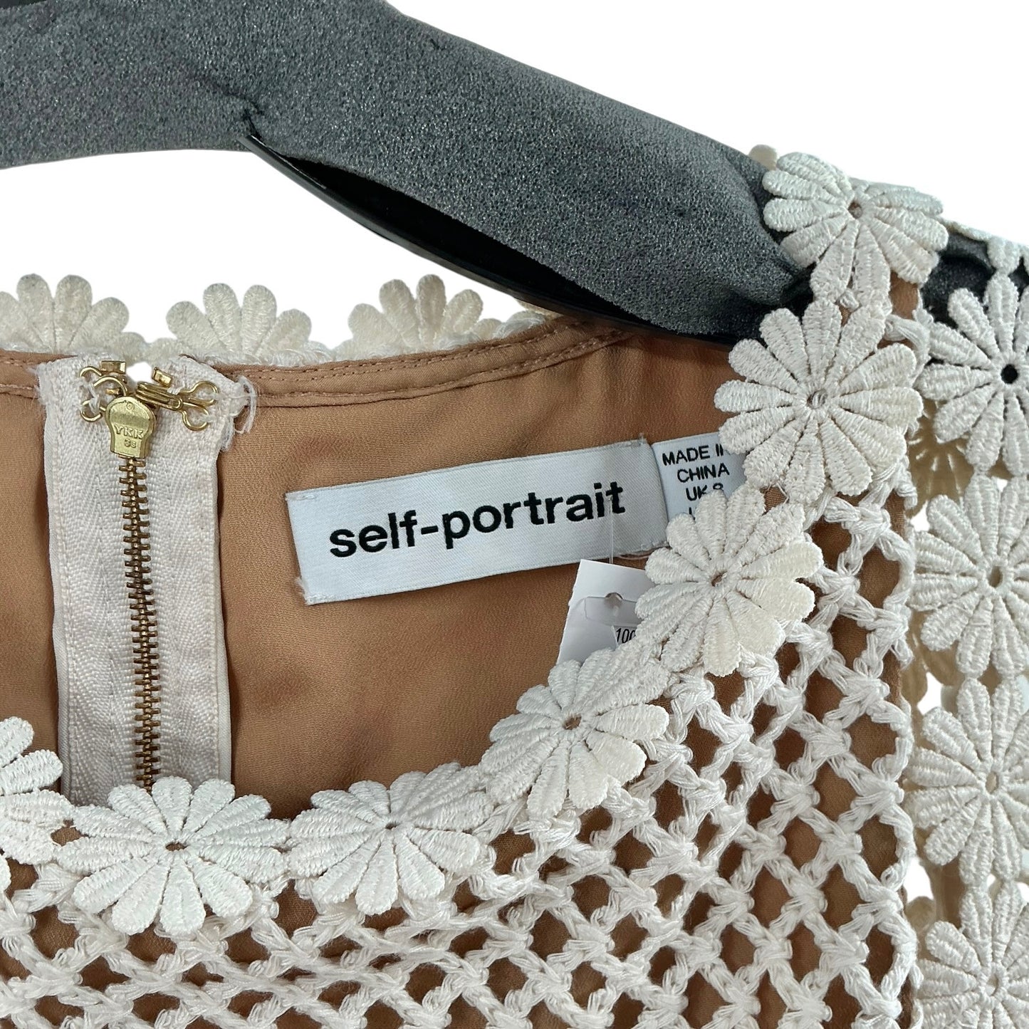 Self-Portrait 3D Floral Crochet Lace Mini Dress