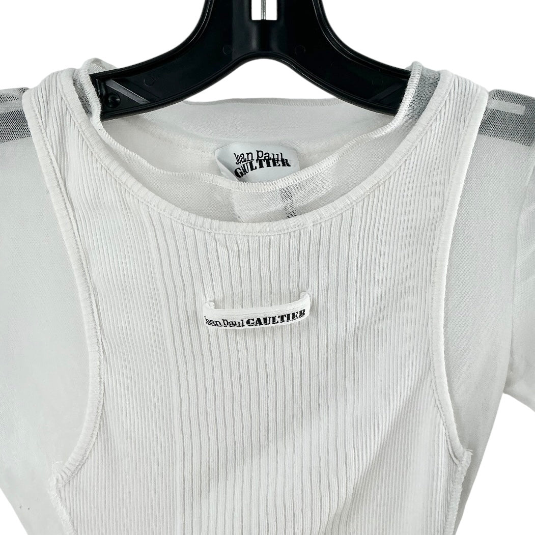 Jean Paul Gaultier Layered Logo Ribbed Long Sleeve Top