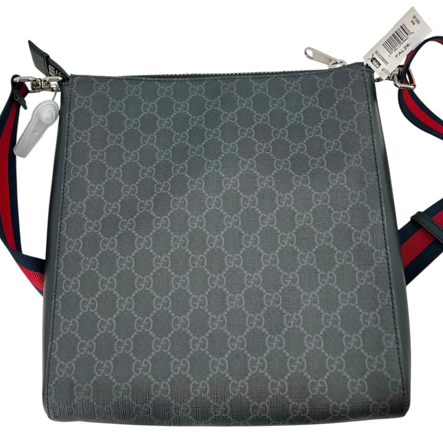 Gucci GG Supreme Flat Messenger Bag (Black/Grey)