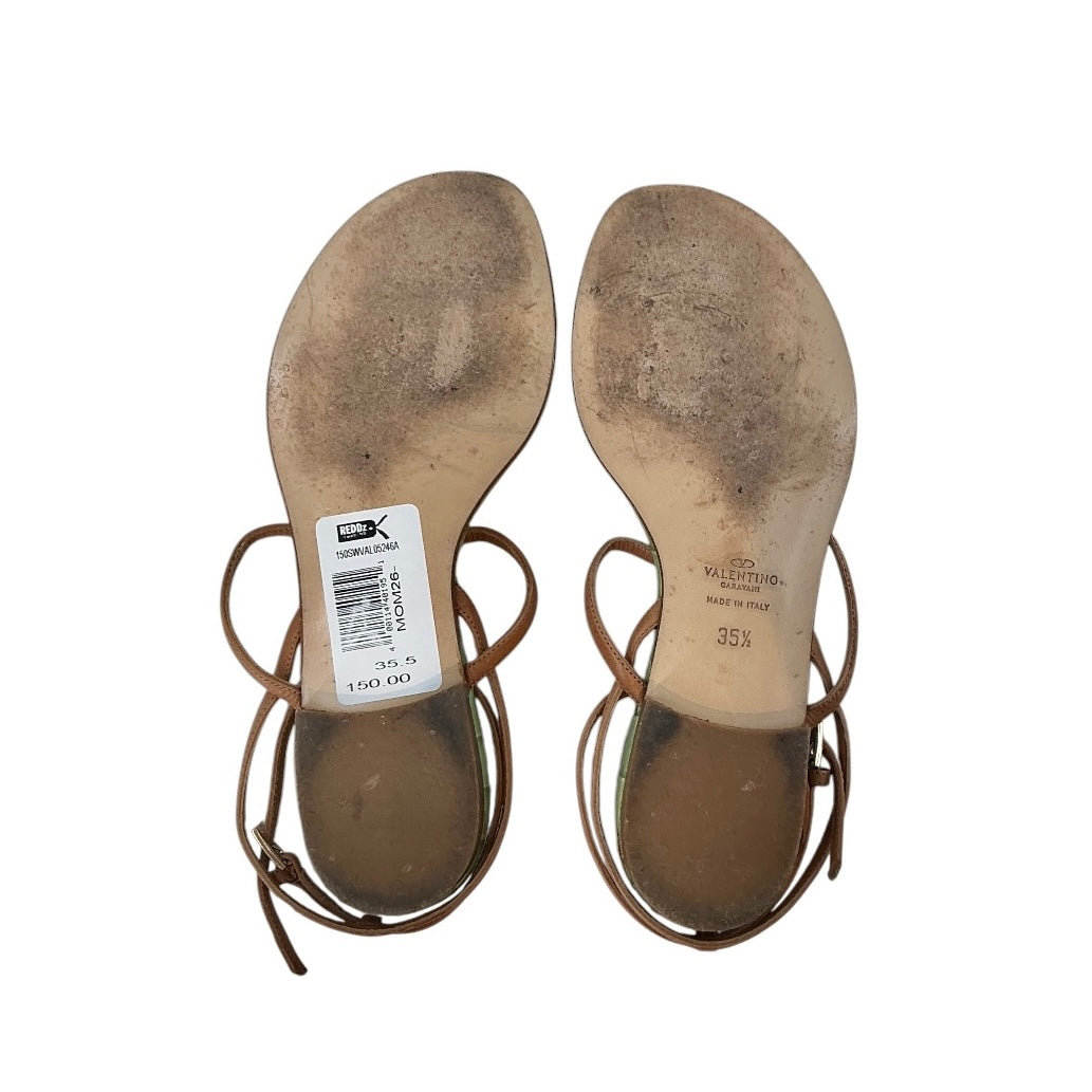 Valentino Garavani Bejeweled Green Croc Flat Sandals
