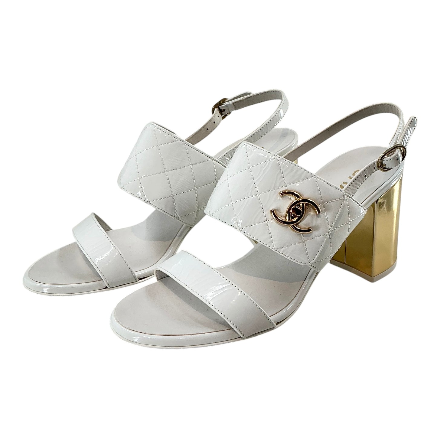 Chanel Interlocking CC Logo Slingback Sandals