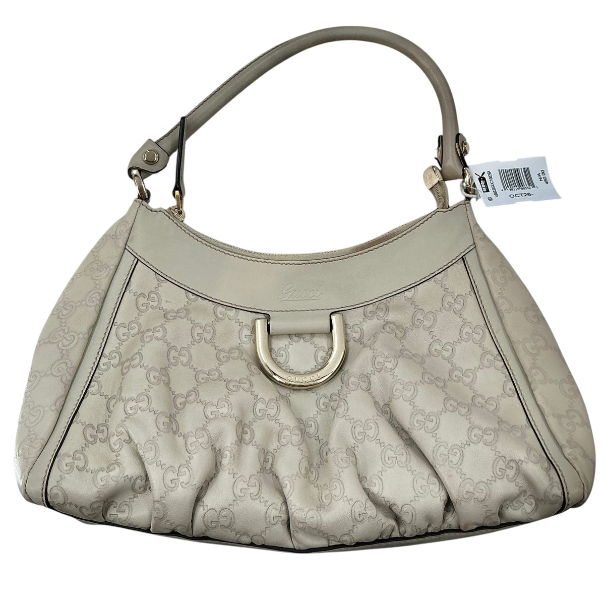 Gucci Off-White Guccissima Leather Medium Abbey D-Ring Hobo Bag