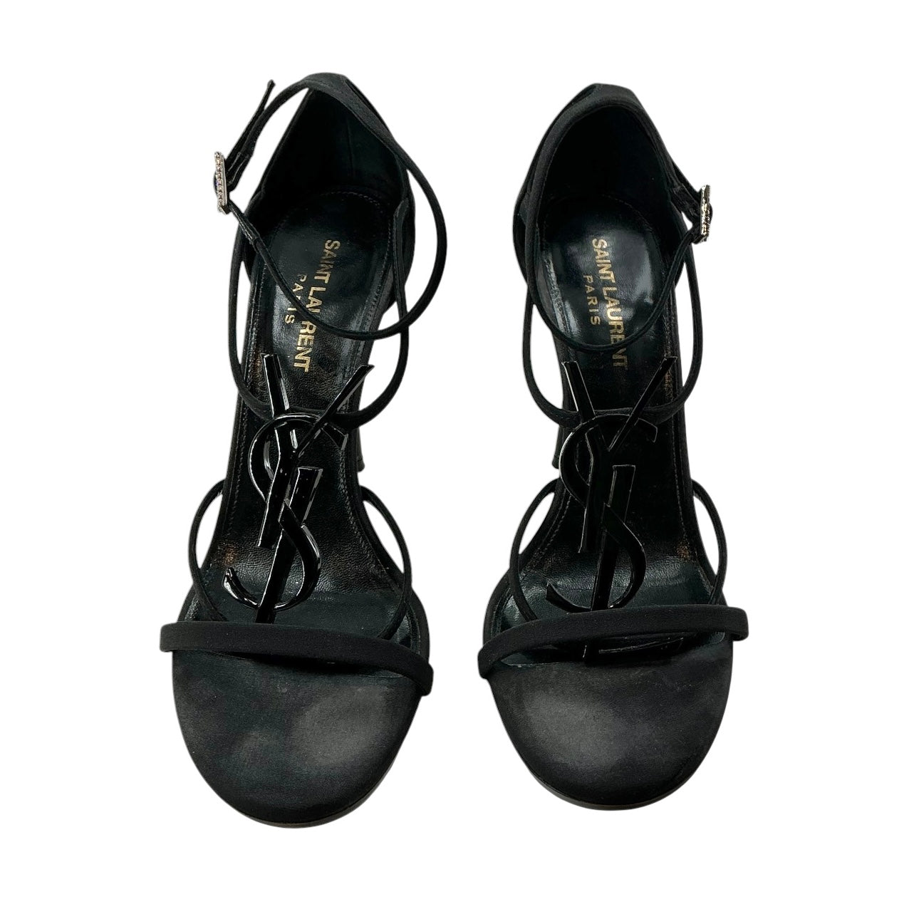 Saint Laurent Cassandra Patent Leather Logo Sandals