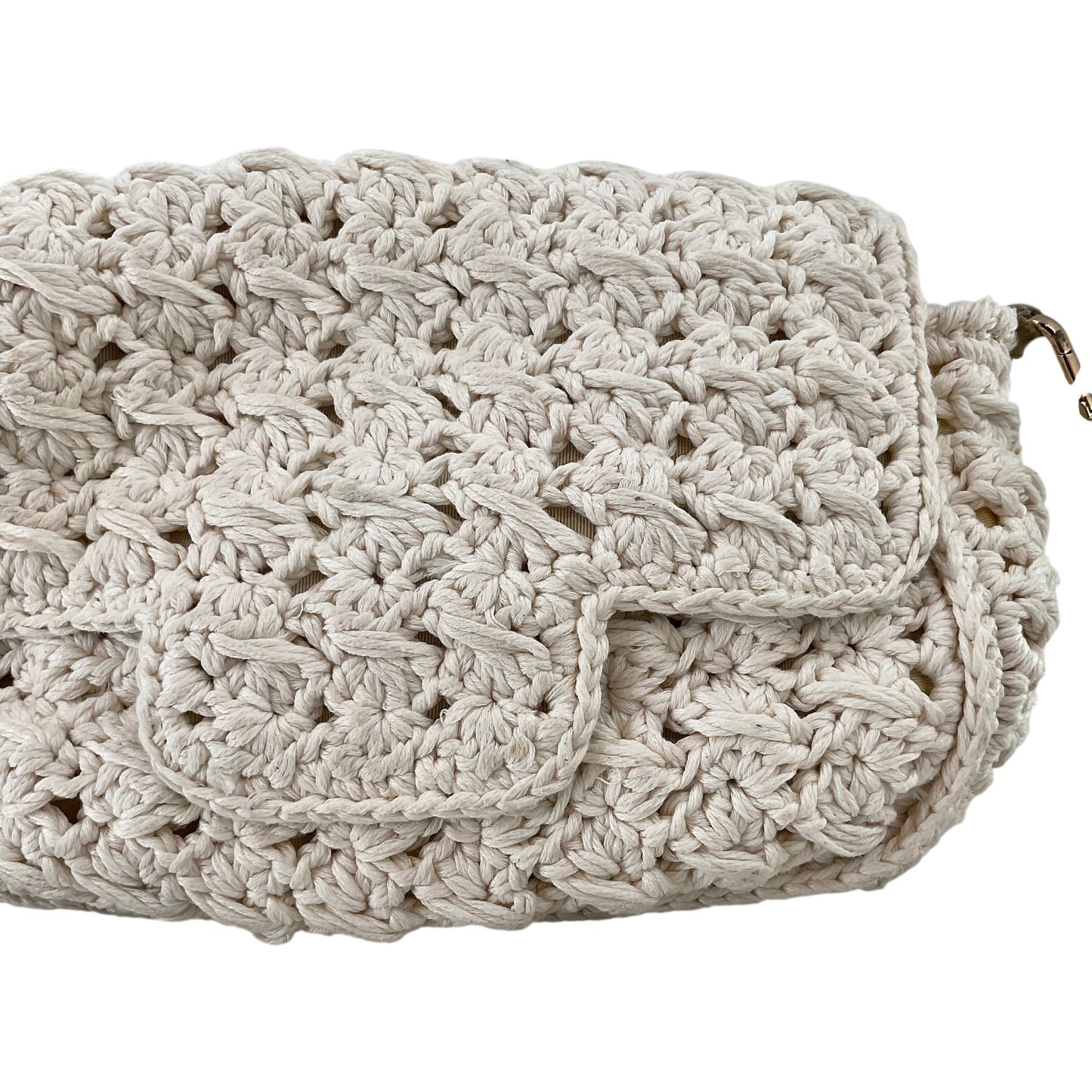 120% Lino Handmade Crochet Linen Flap Bag