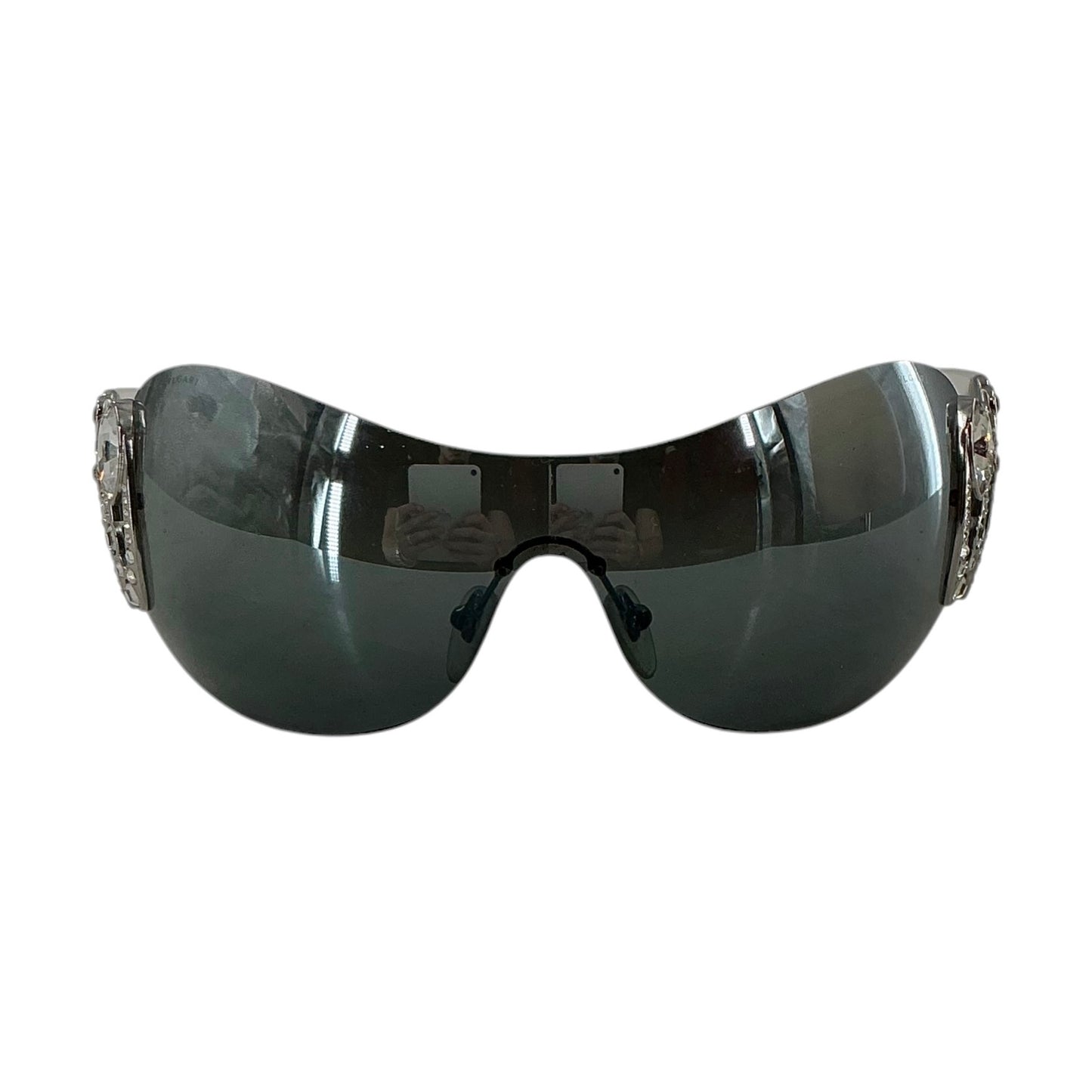 BVLGARI 6017-B Shield Sunglasses with Swarovski Crystals