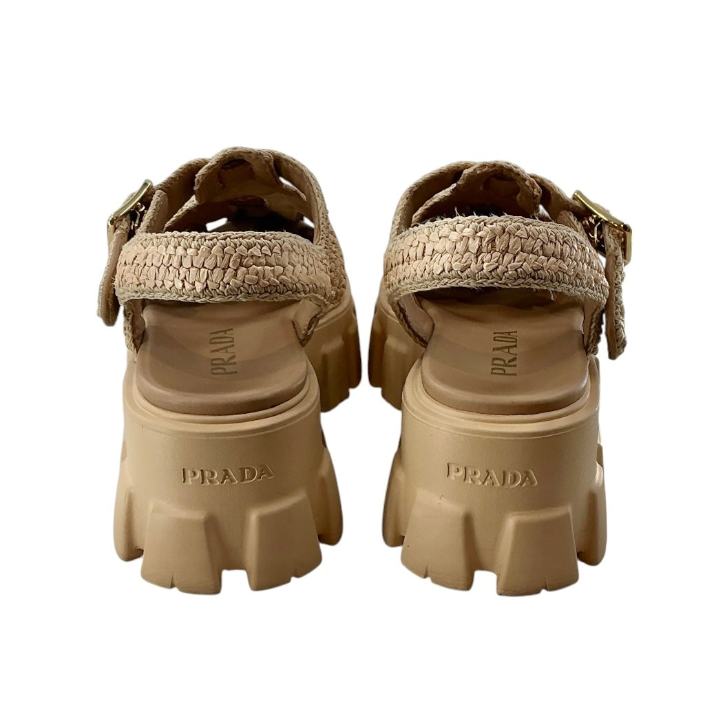 Prada Monolith Crochet Cage Sandals