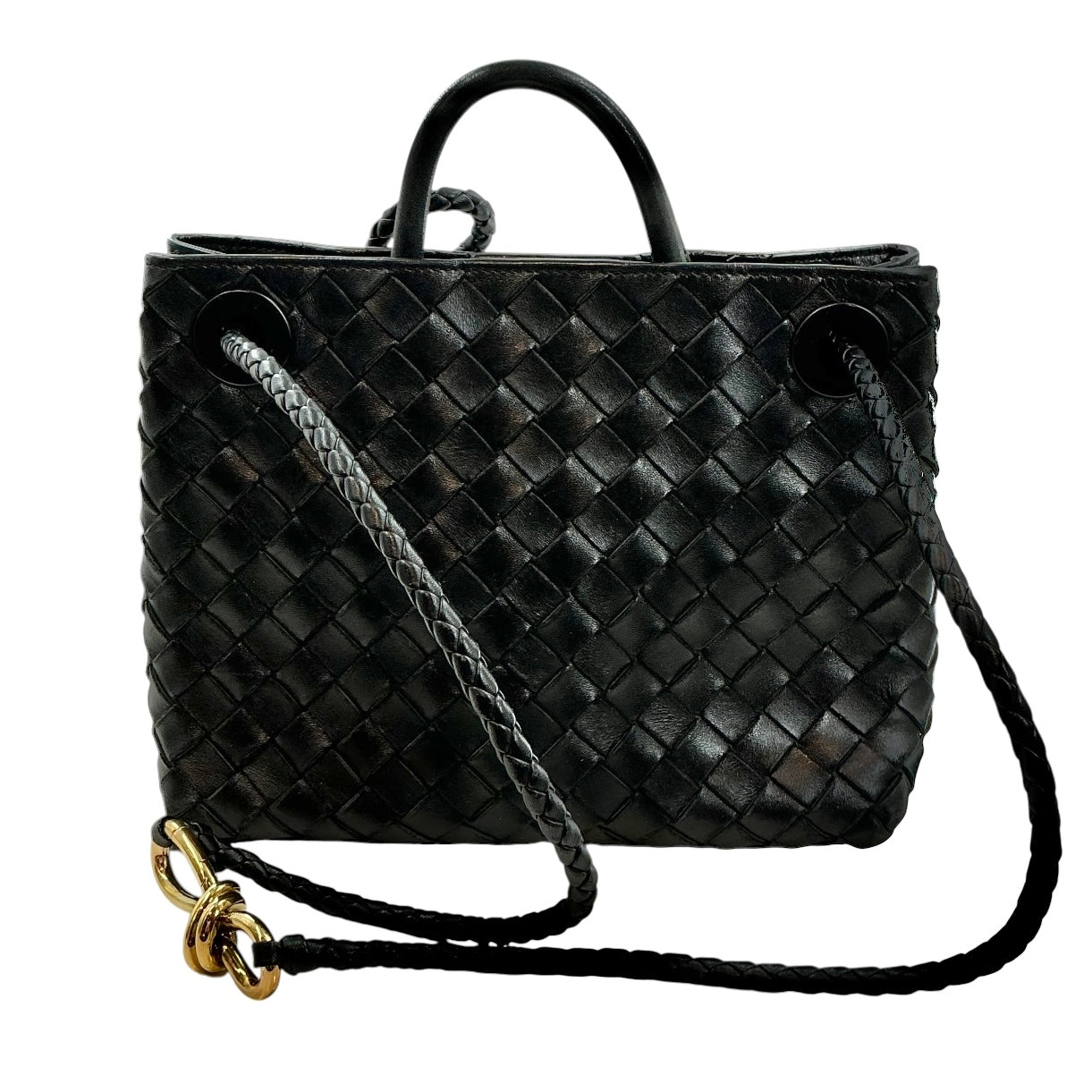Bottega Veneta Nappa Intrecciato Small Andiamo Shoulder Bag in Black