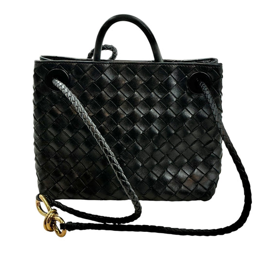 Bottega Veneta Nappa Intrecciato Small Andiamo Shoulder Bag in Black