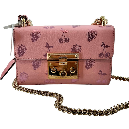Gucci Small Padlock Strawberry & Cherry Shoulder Bag - Pink