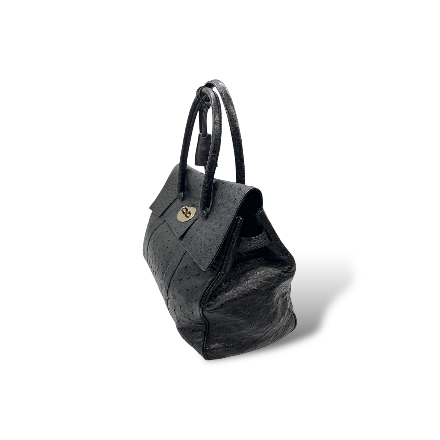 Mulberry Classic Bayswater in Black Ostrich Leather with Gold Hardware