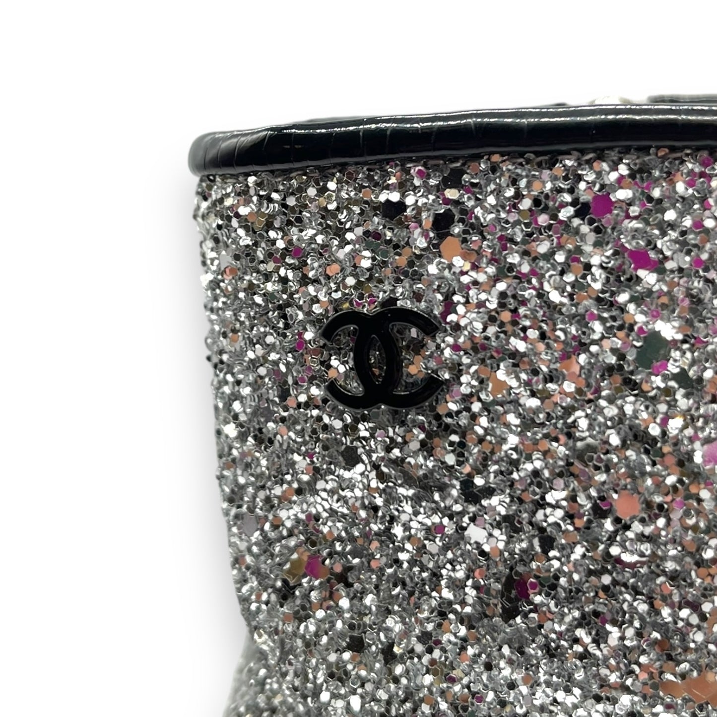 Chanel Glitter Patent Cap Toe Short Boots