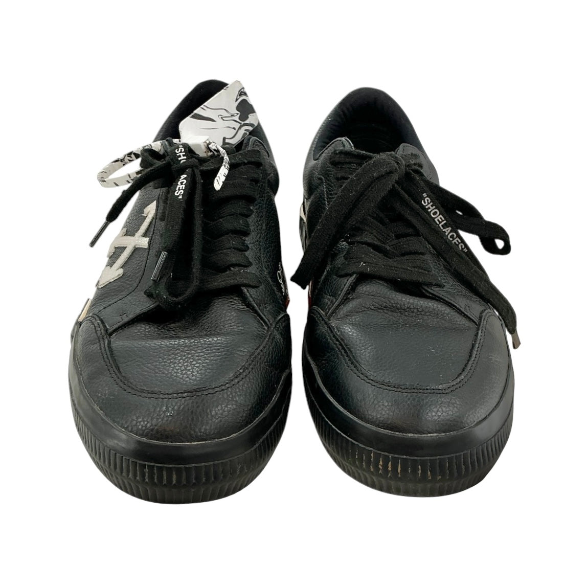 Off-White Black Leather Low Vulcanized Sneakers