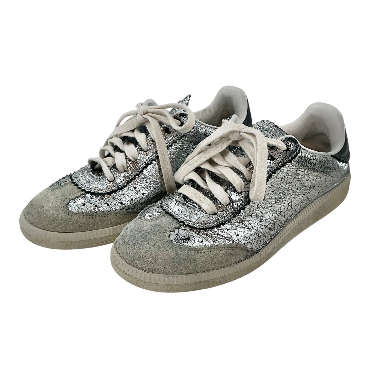 Isabel Marant Bryce Metallic Crackled Silver Sneakers