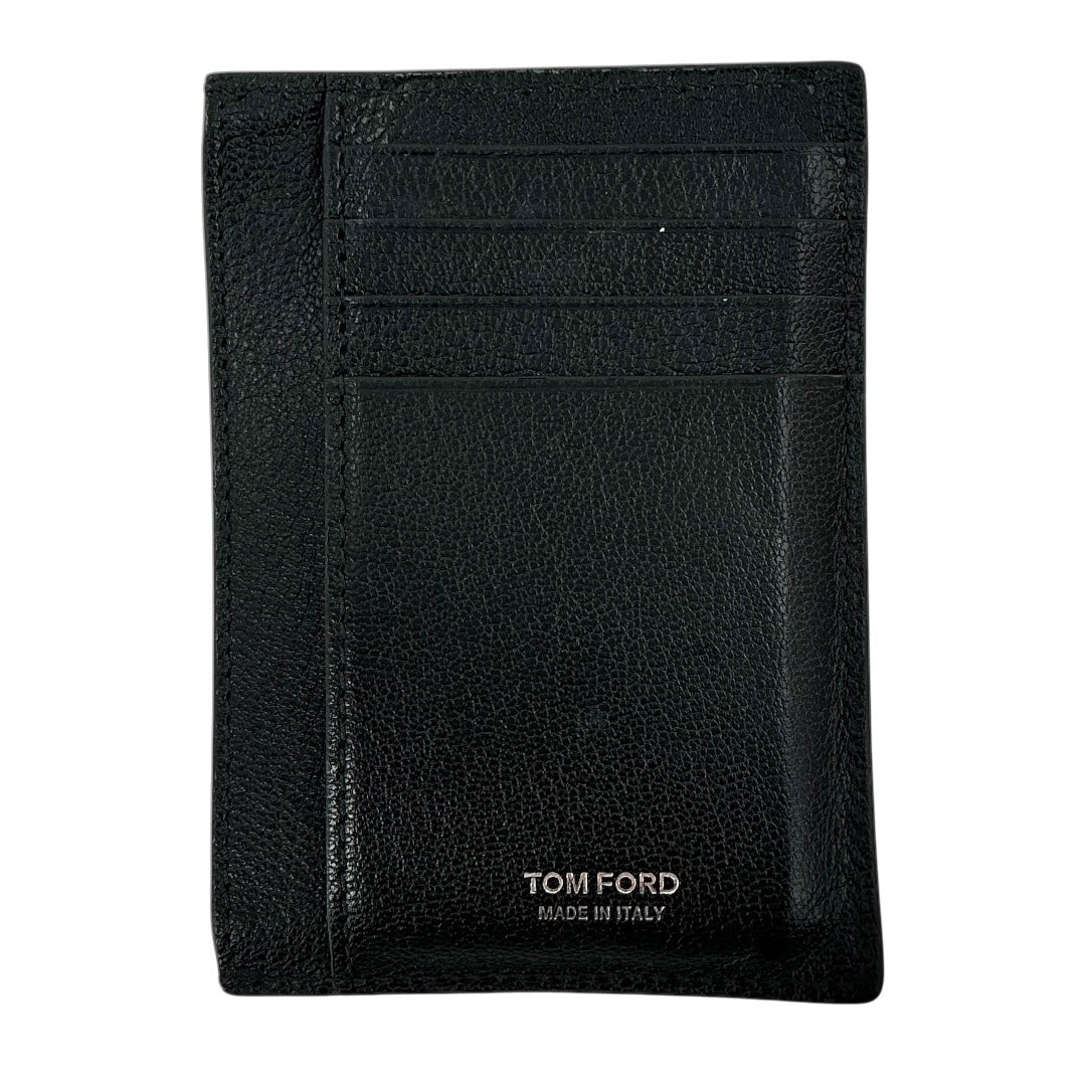 Tom Ford Elongated T-Line Grained Leather Card Case - Black