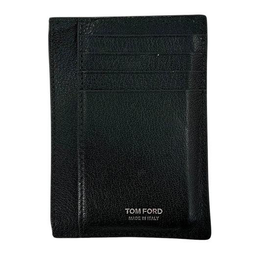 Tom Ford Elongated T-Line Grained Leather Card Case - Black