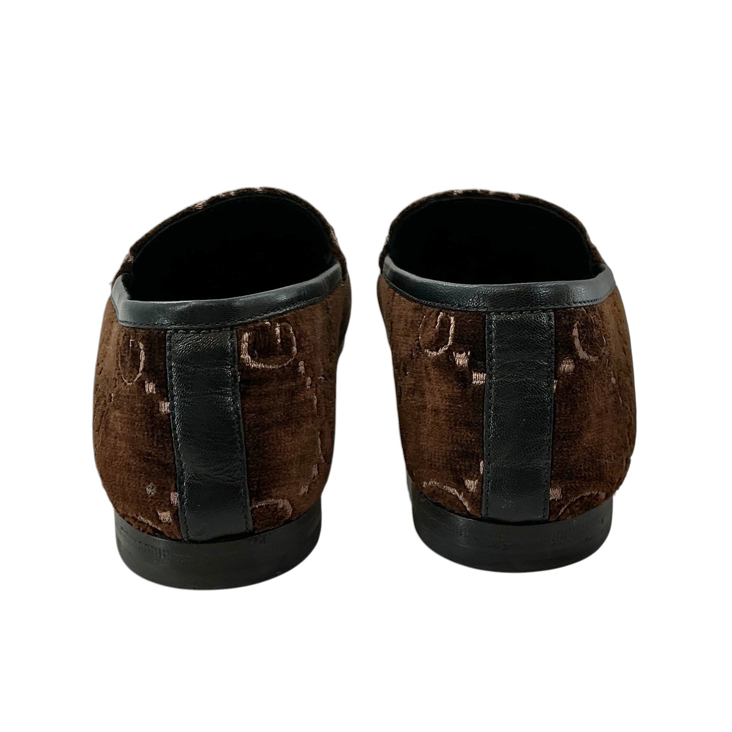 Gucci Brown Velvet GG Monogram Horsebit Jordaan Loafers