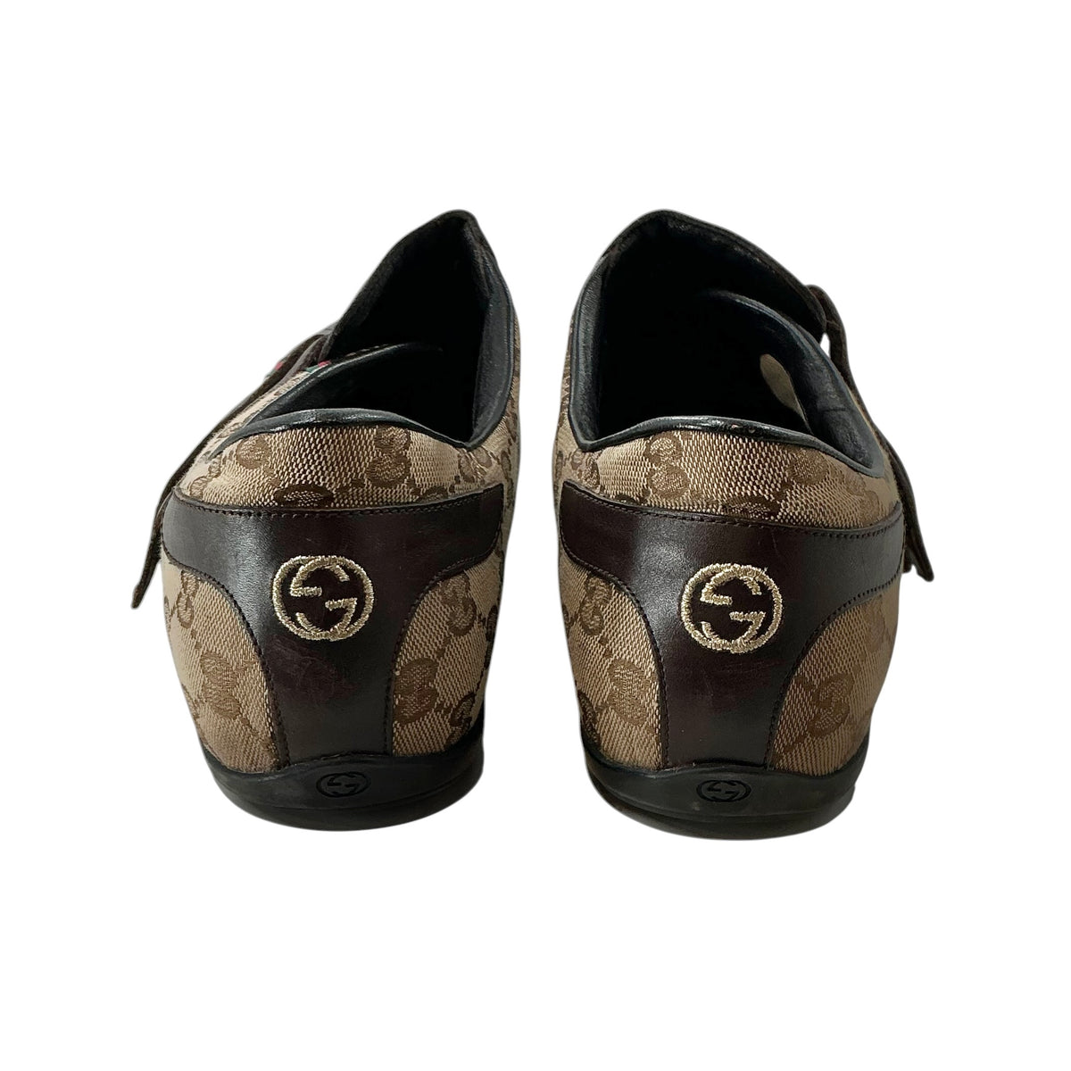Gucci Vintage Men's GG Monogram Canvas & Leather Double Strap Sneakers
