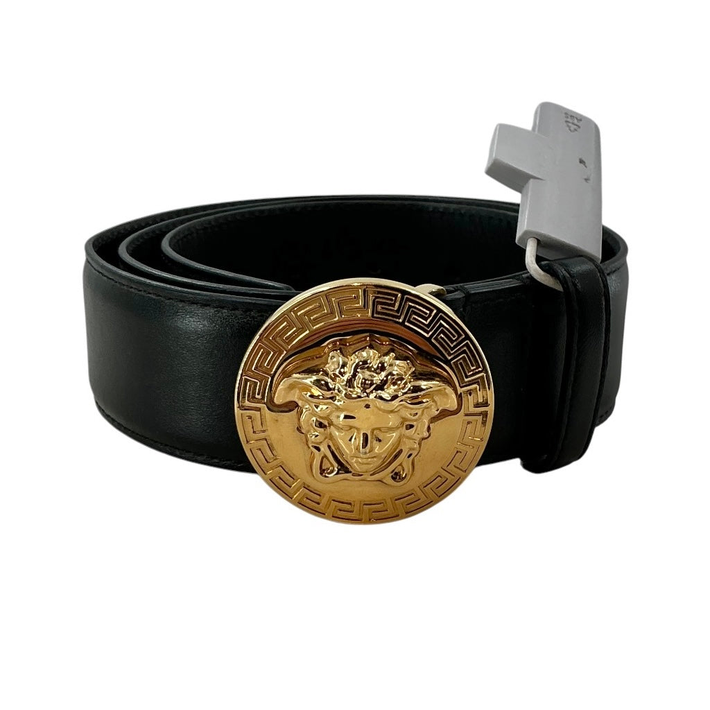 Versace Black Leather Medusa Buckle Belt