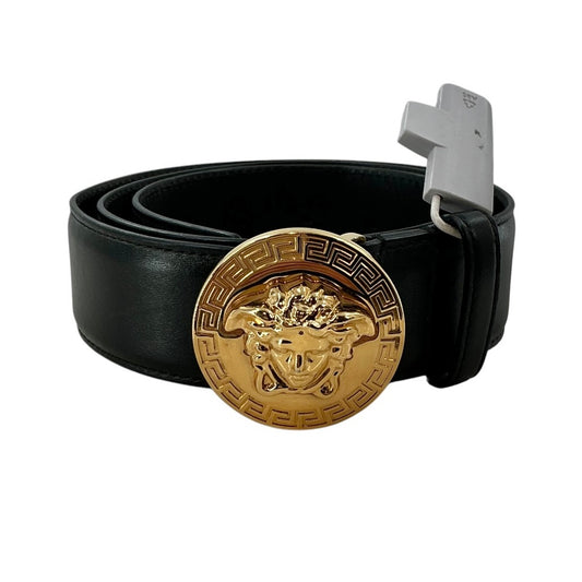Versace Black Leather Medusa Buckle Belt