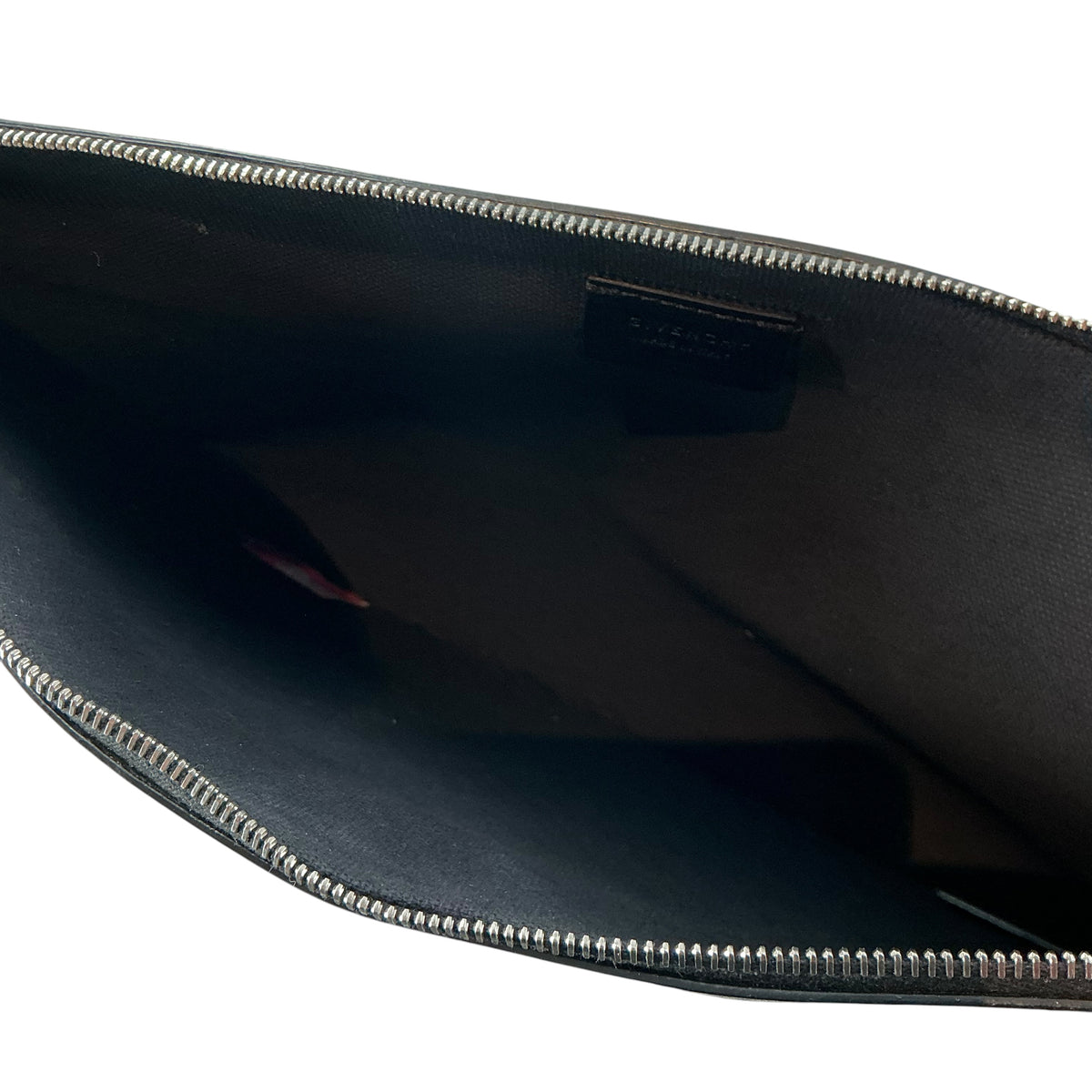 Givenchy Black Smooth Leather Star Embossed Zipper Pouch Clutch