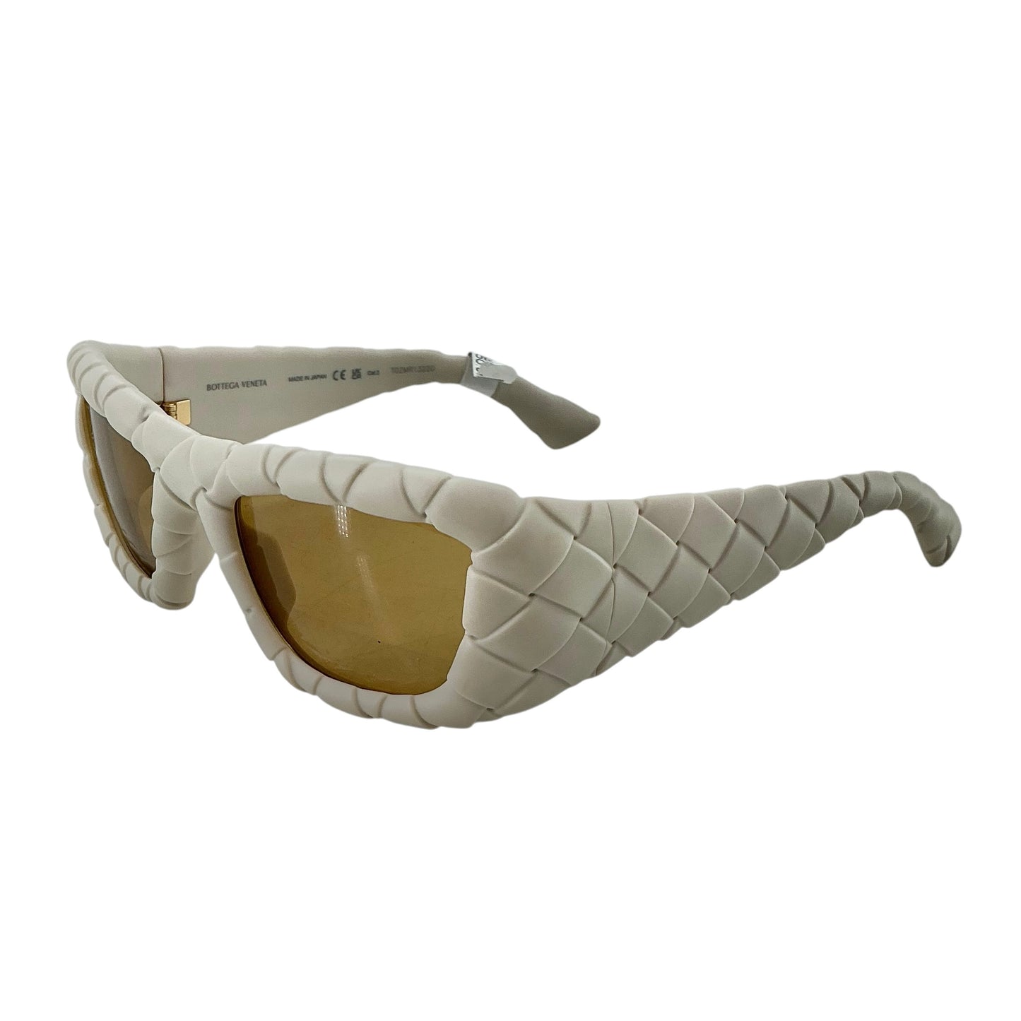 Bottega Veneta BV1303S 006 Padded Intrecciato Sunglasses Chalk White Gold