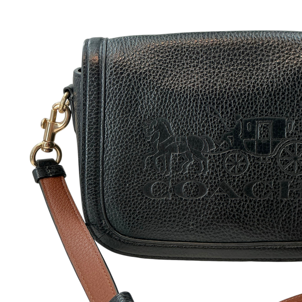 COACH C4058 Embossed Leather Horse & Carriage Saddle Crossbody Bag