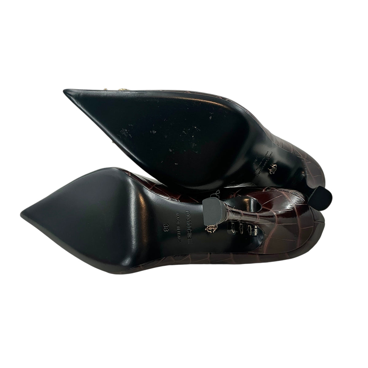Roberto Cavalli Croc-Effect Mirror Snake RC Logo Pumps