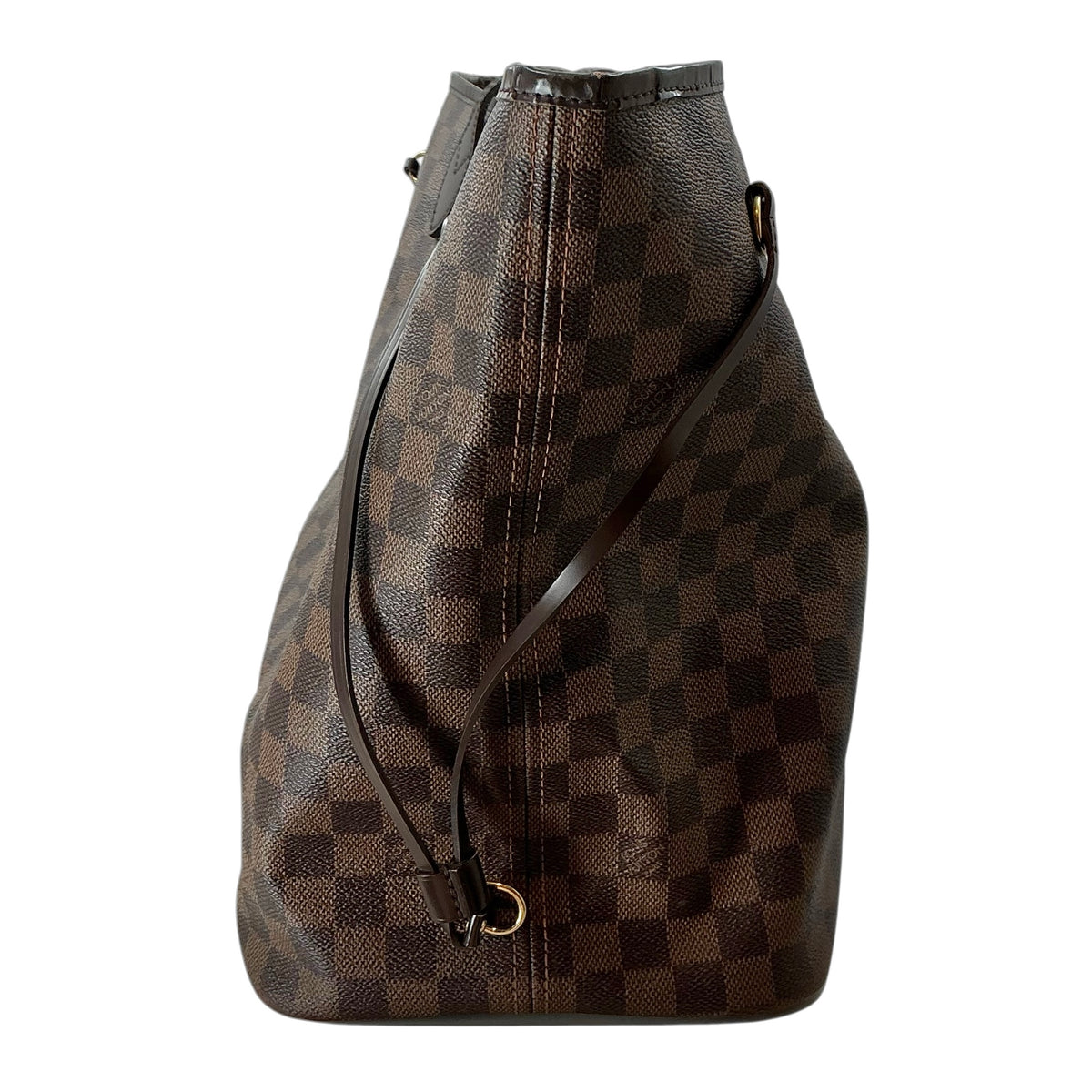 Louis Vuitton Neverfull GM Damier Ebene Tote Bag Brown Red Interior