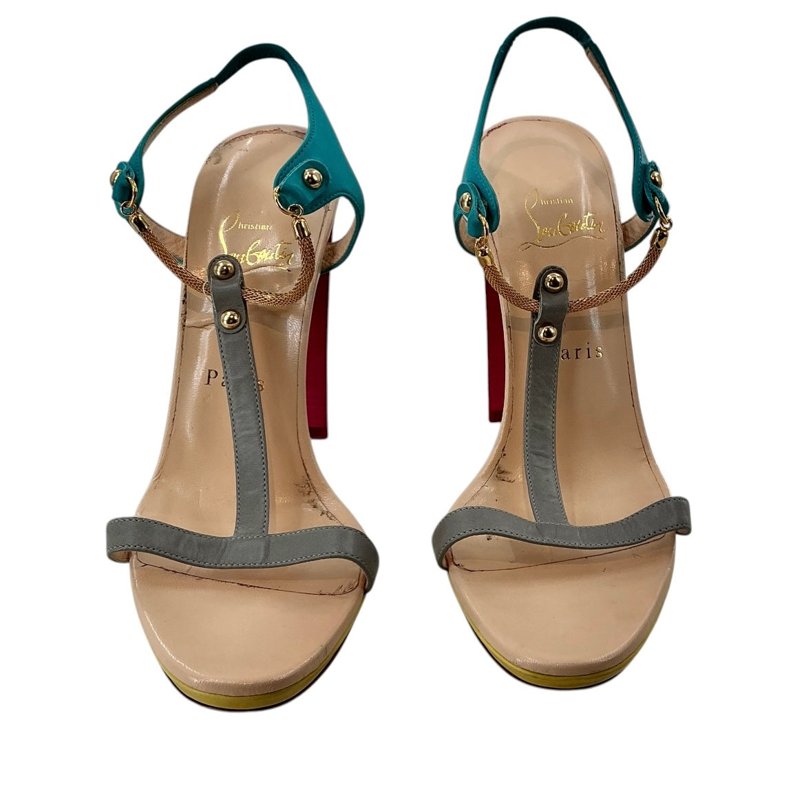 Christian Louboutin Sylvieta 120 Colorblock T-Strap Sandals