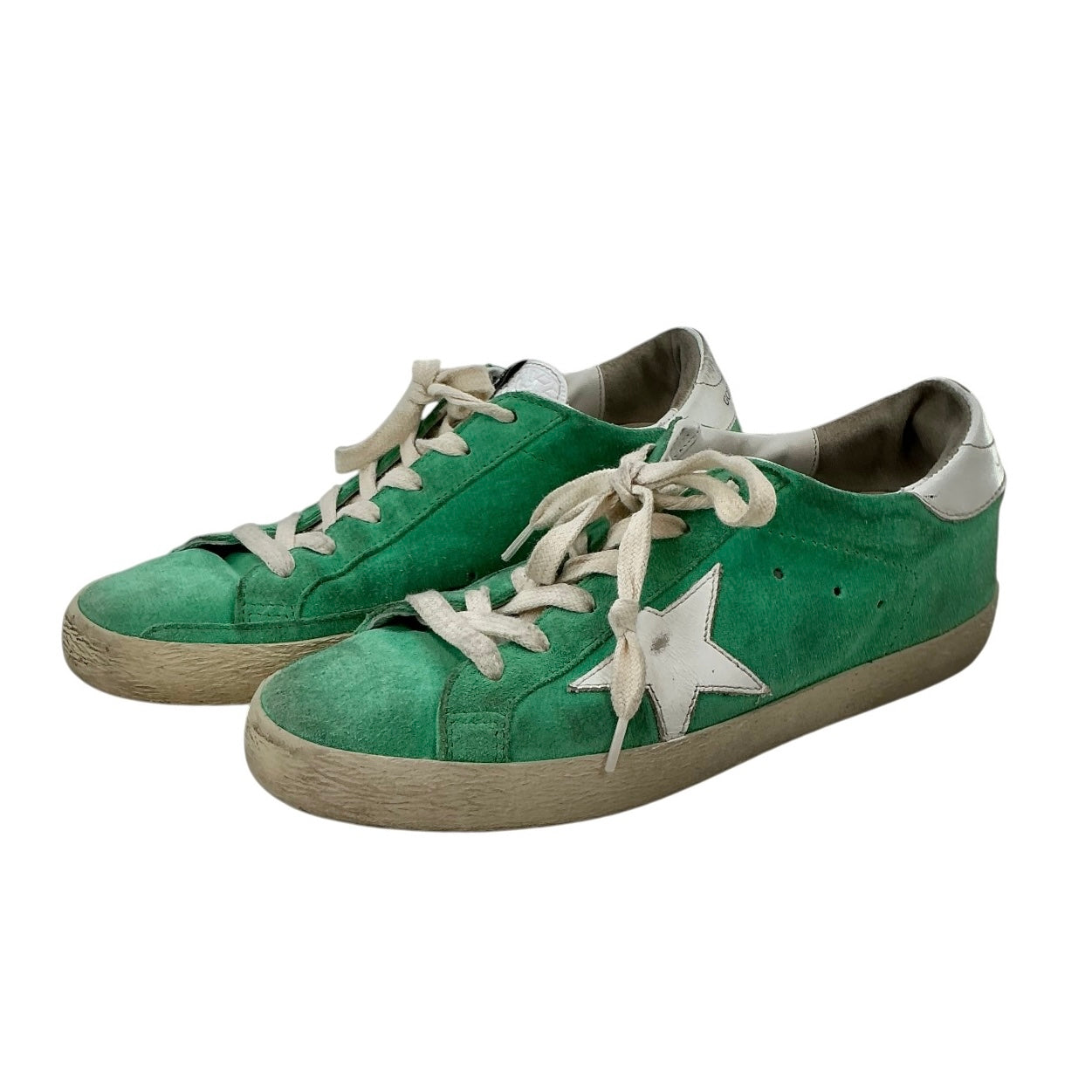 Golden Goose Super-Star Green Suede Sneakers