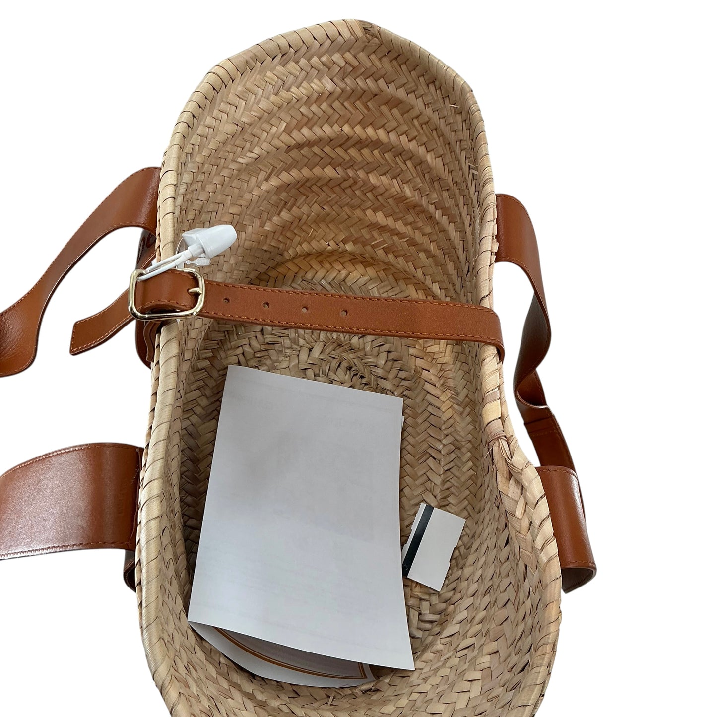 Chloé Medium Sense Basket Bag in Caramel Raffia & Calfskin