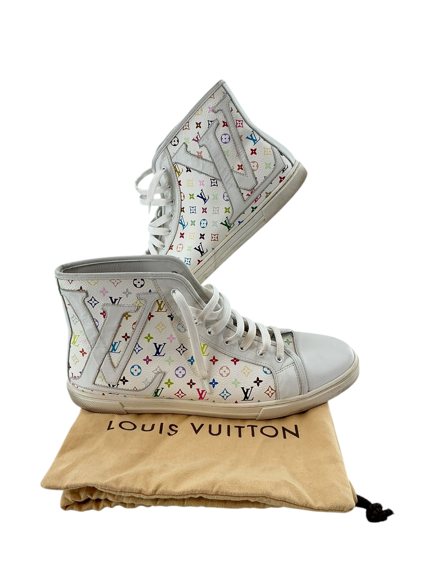 Louis Vuitton Limited Edition Takashi Murakami Multicolor Monogram Sneakers sz 39.5