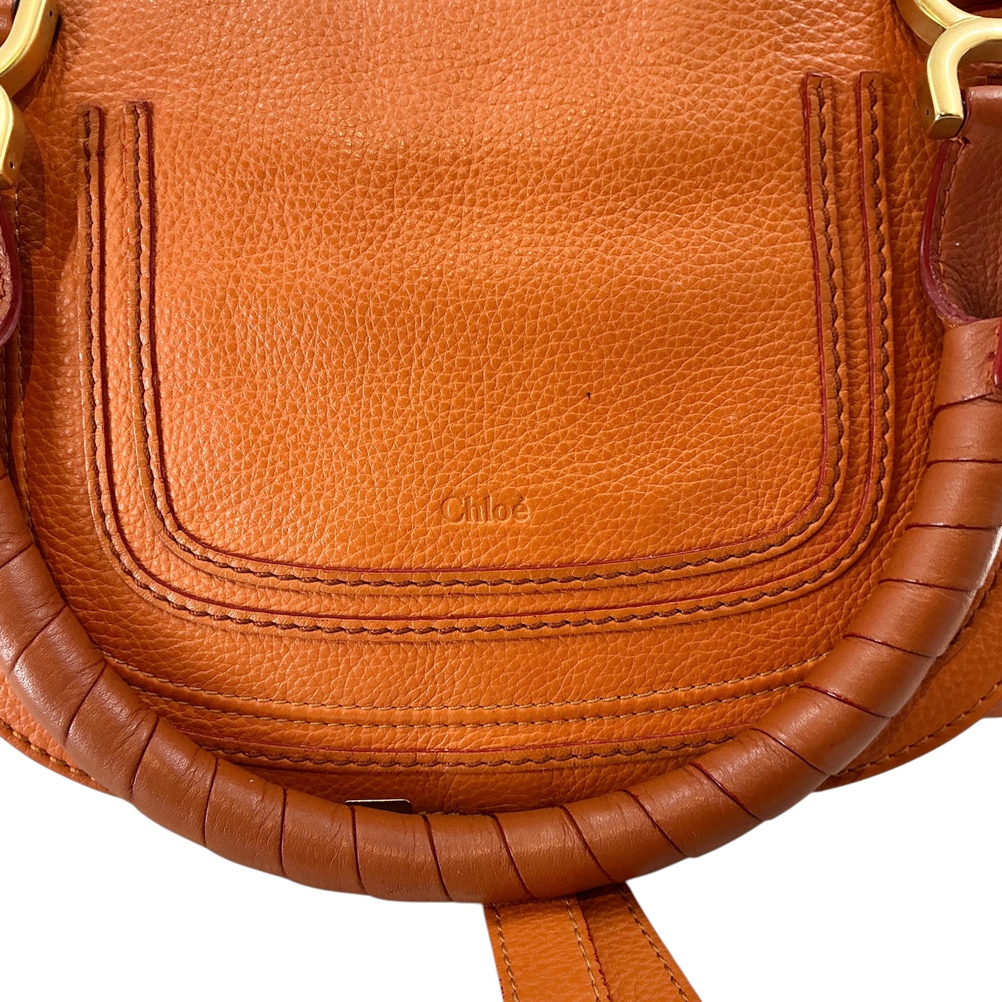 Chloé Marcie Medium Grained Leather Satchel - Orange