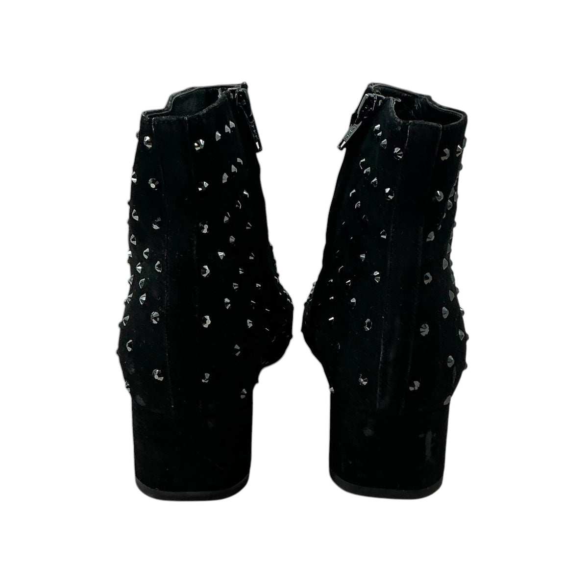 Saint Laurent Crystal-Embellished Suede Ankle Boots Black