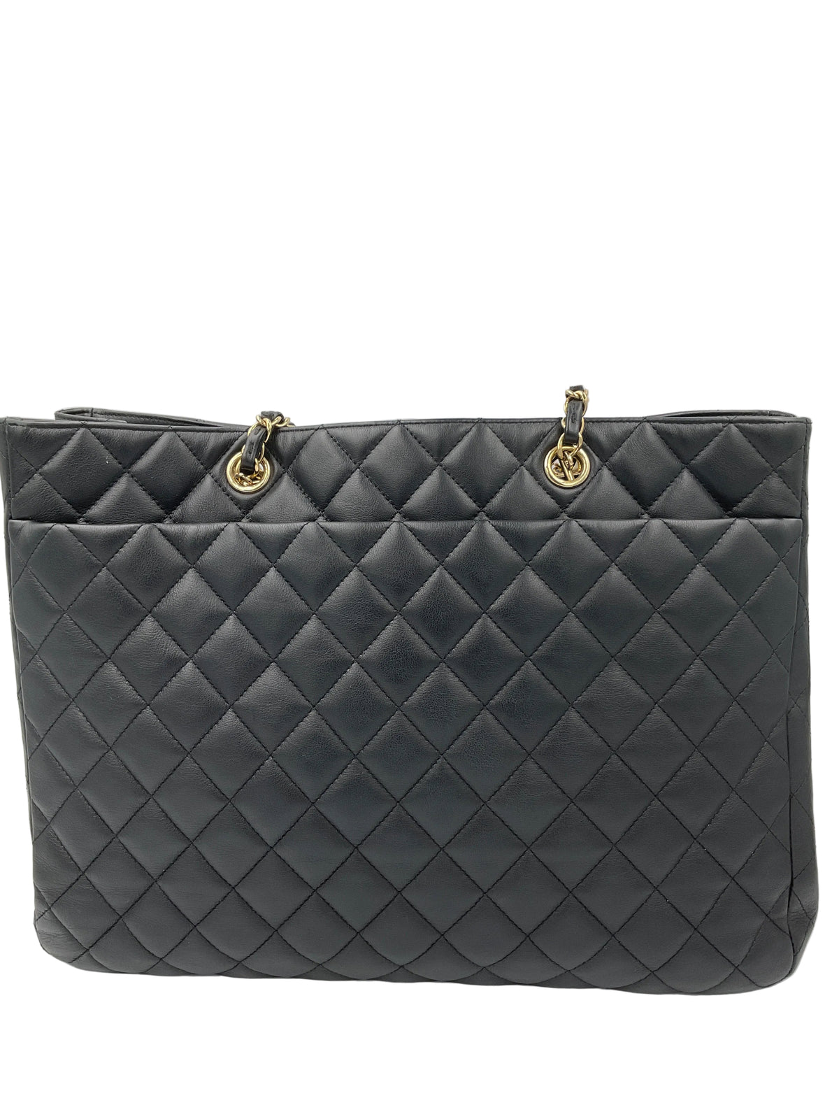 Chanel Black Leather Quilted Timeless Shopping Tote