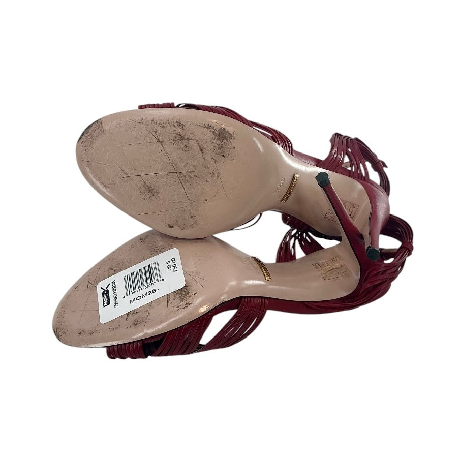 Gucci Red Leather Allie Knot Strappy Ankle Strap Sandals