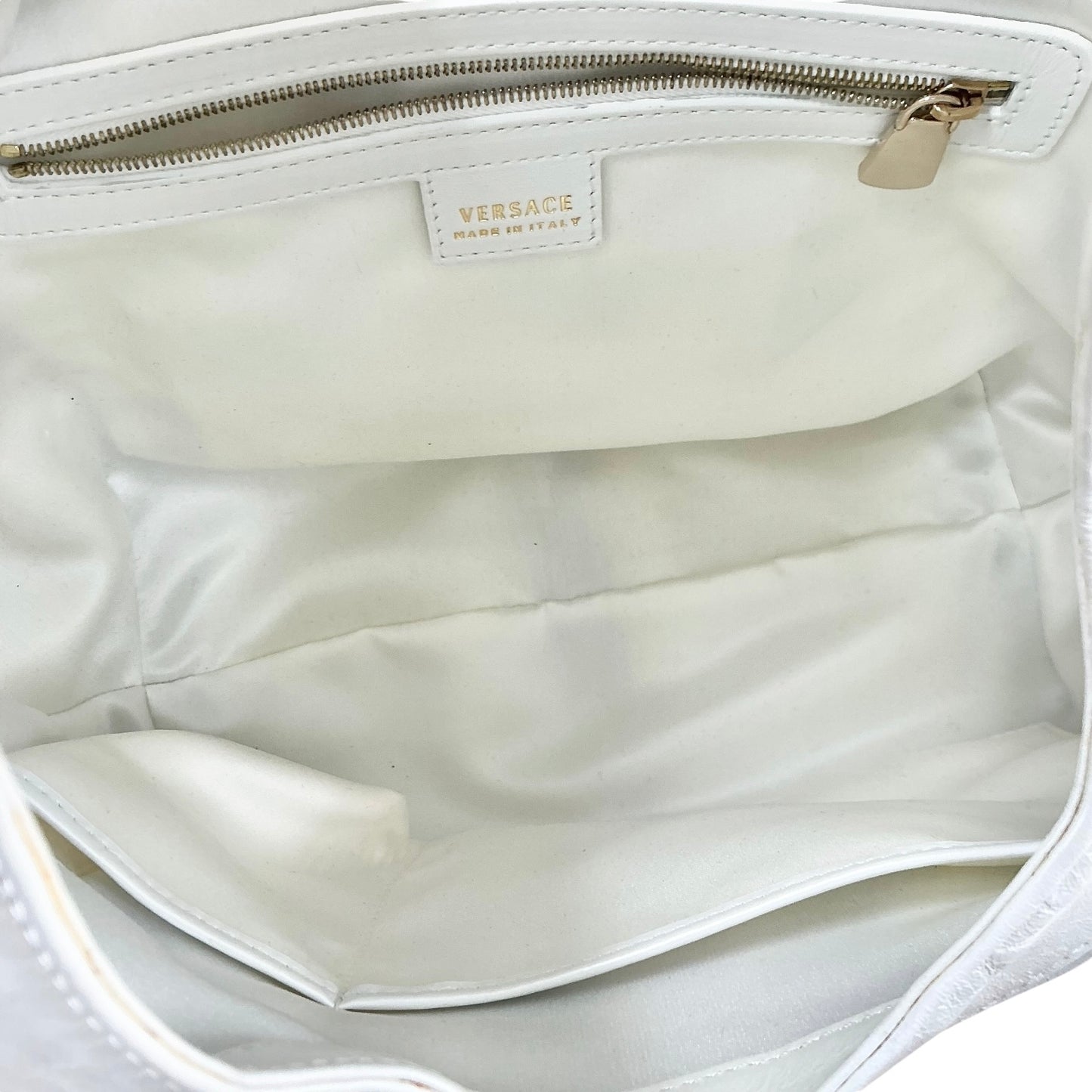 Versace White Leather Rings Hobo Bag