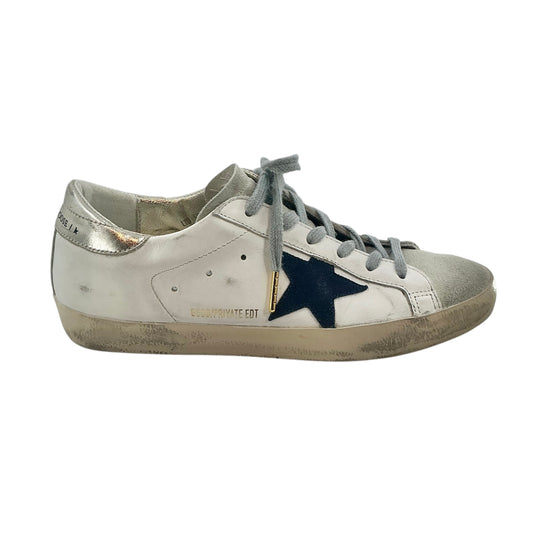 Golden Goose Superstar Sneakers White/Navy/Gray Suede Toe