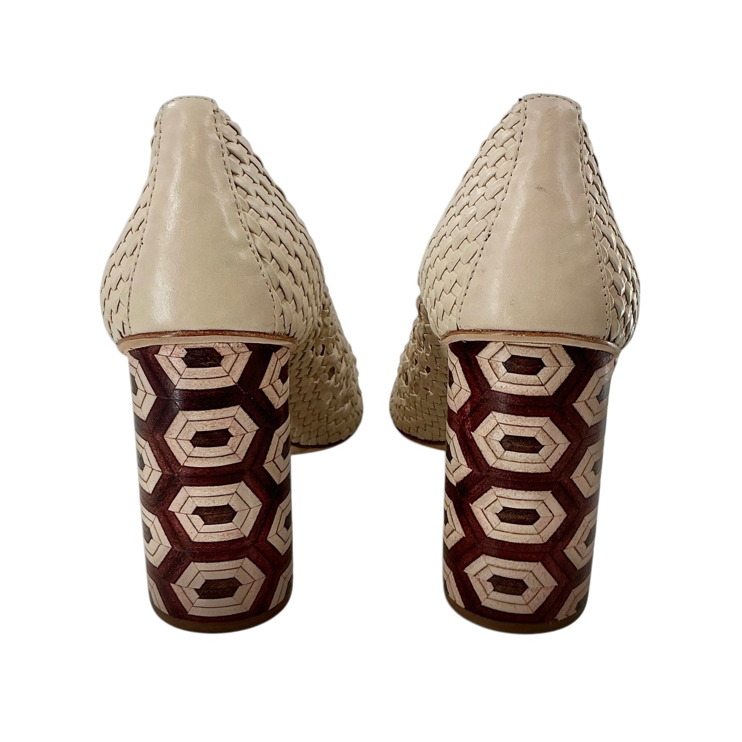 Tory Burch Grove Woven Leather Block Heel Pumps
