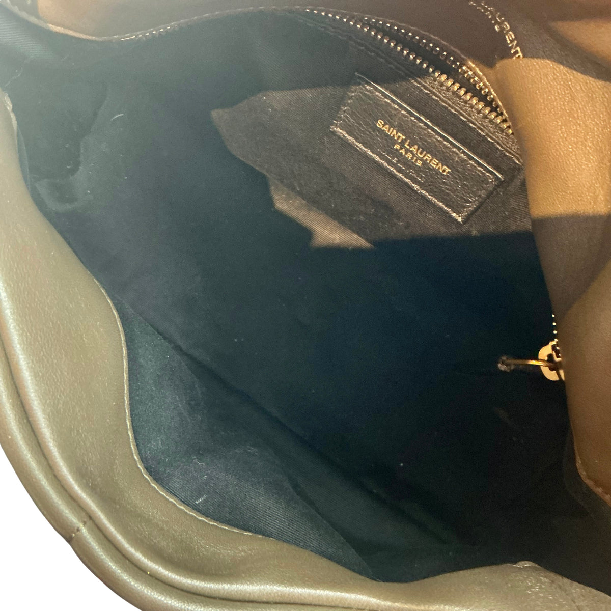 YSL Saint Laurent Small Loulou Puffer Bag in Olive Green Lambskin with Gold Hardware