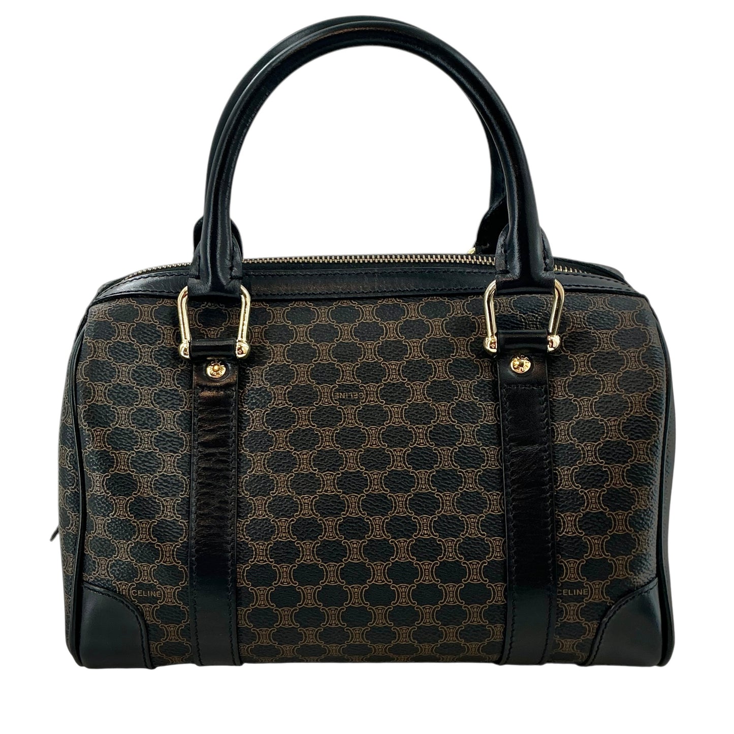 Celine Black Macadam Triomphe Mini Boston Bag