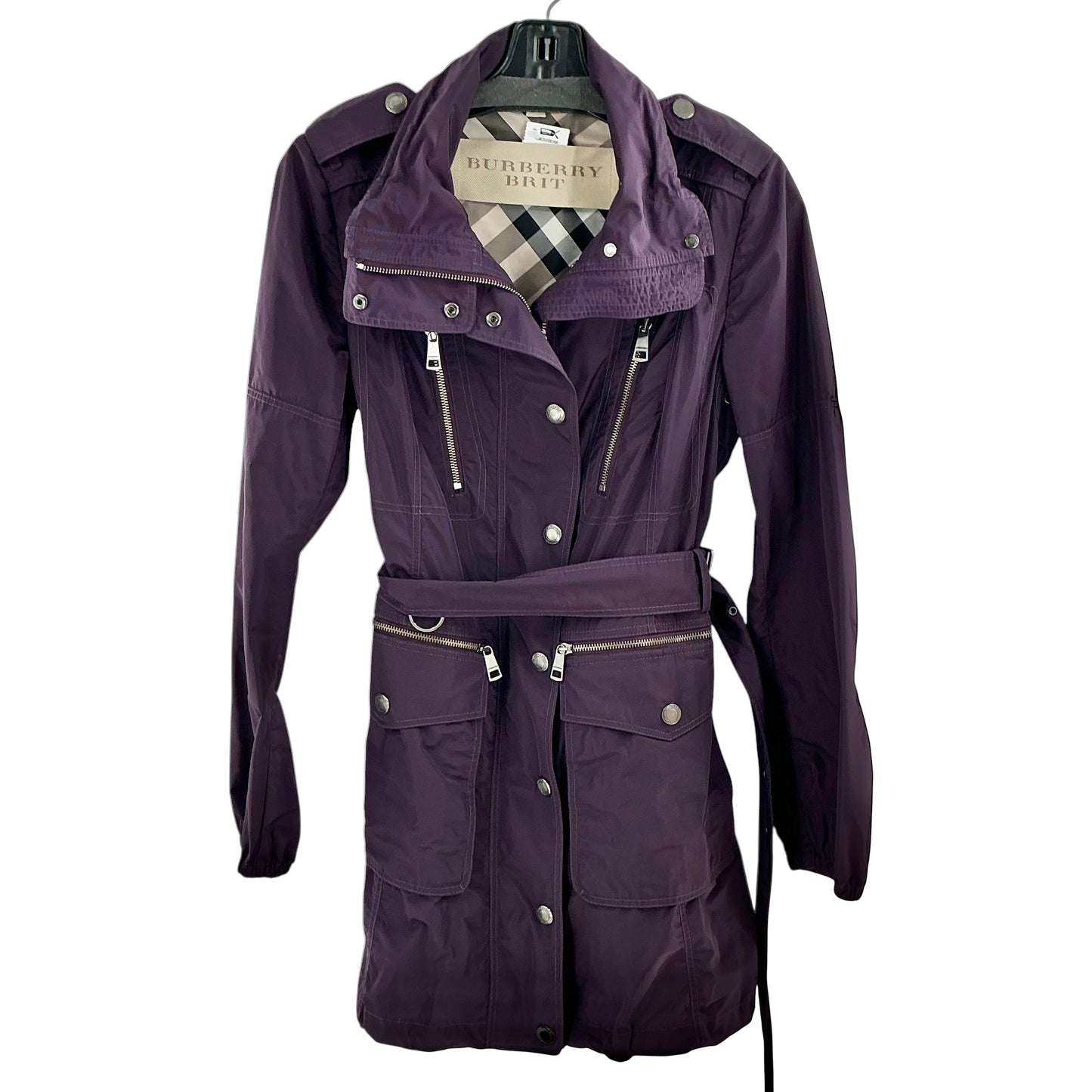 Burberry Brit Purple Belted Trench Coat Jacket