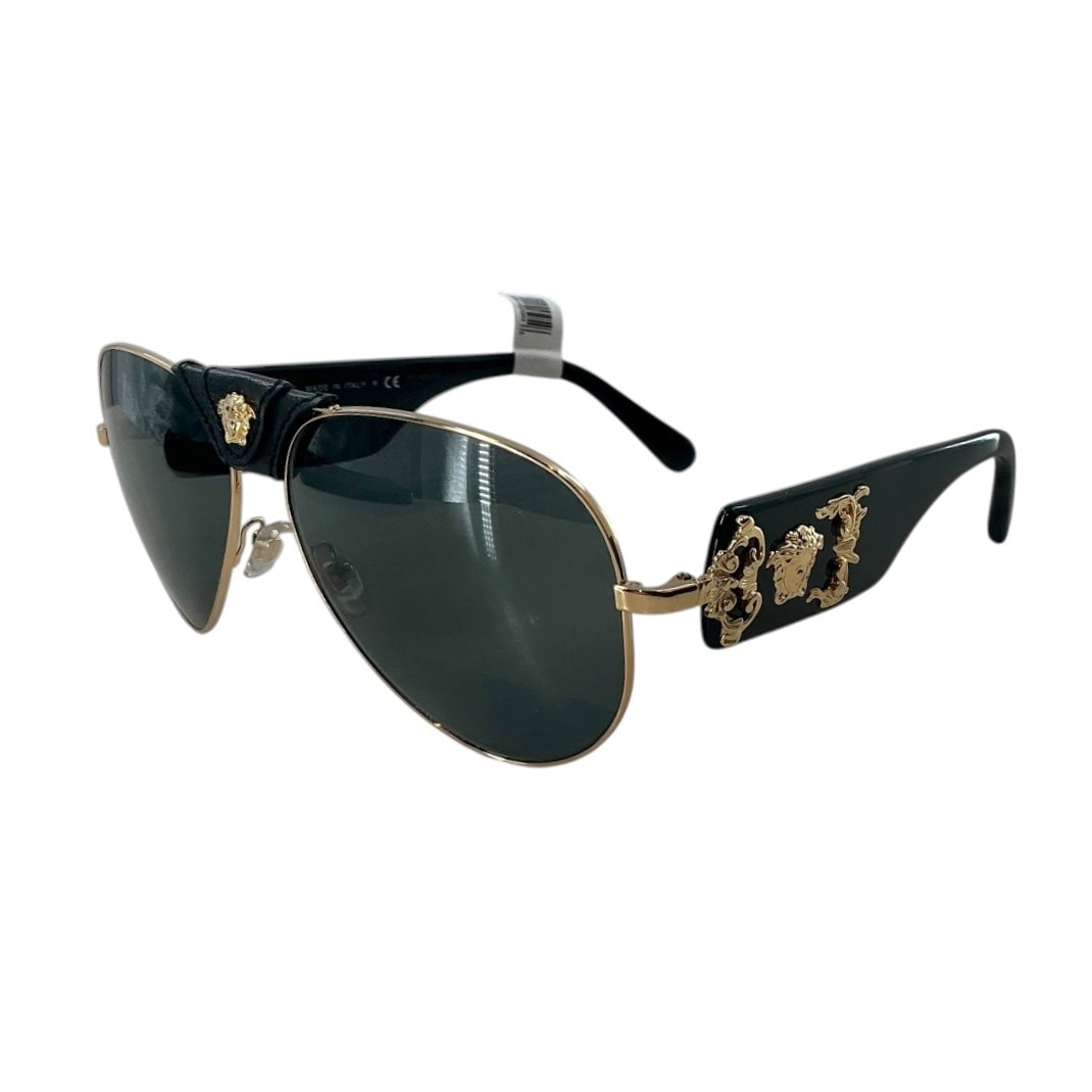 Versace VE2150Q Gold & Black Aviator Sunglasses w/ Case and Box