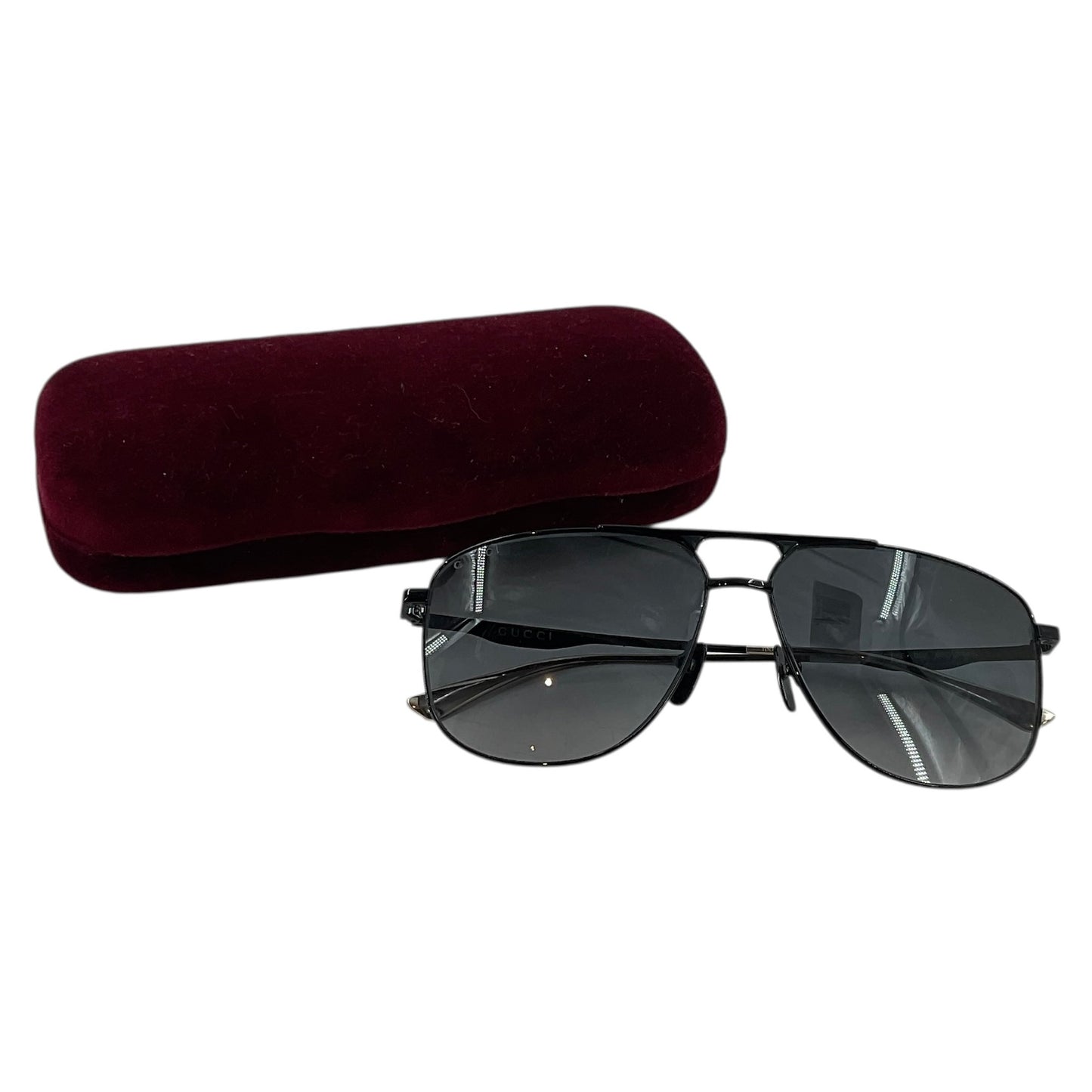 Gucci GG0336S 002 Men's Pilot Sunglasses - Black/Grey