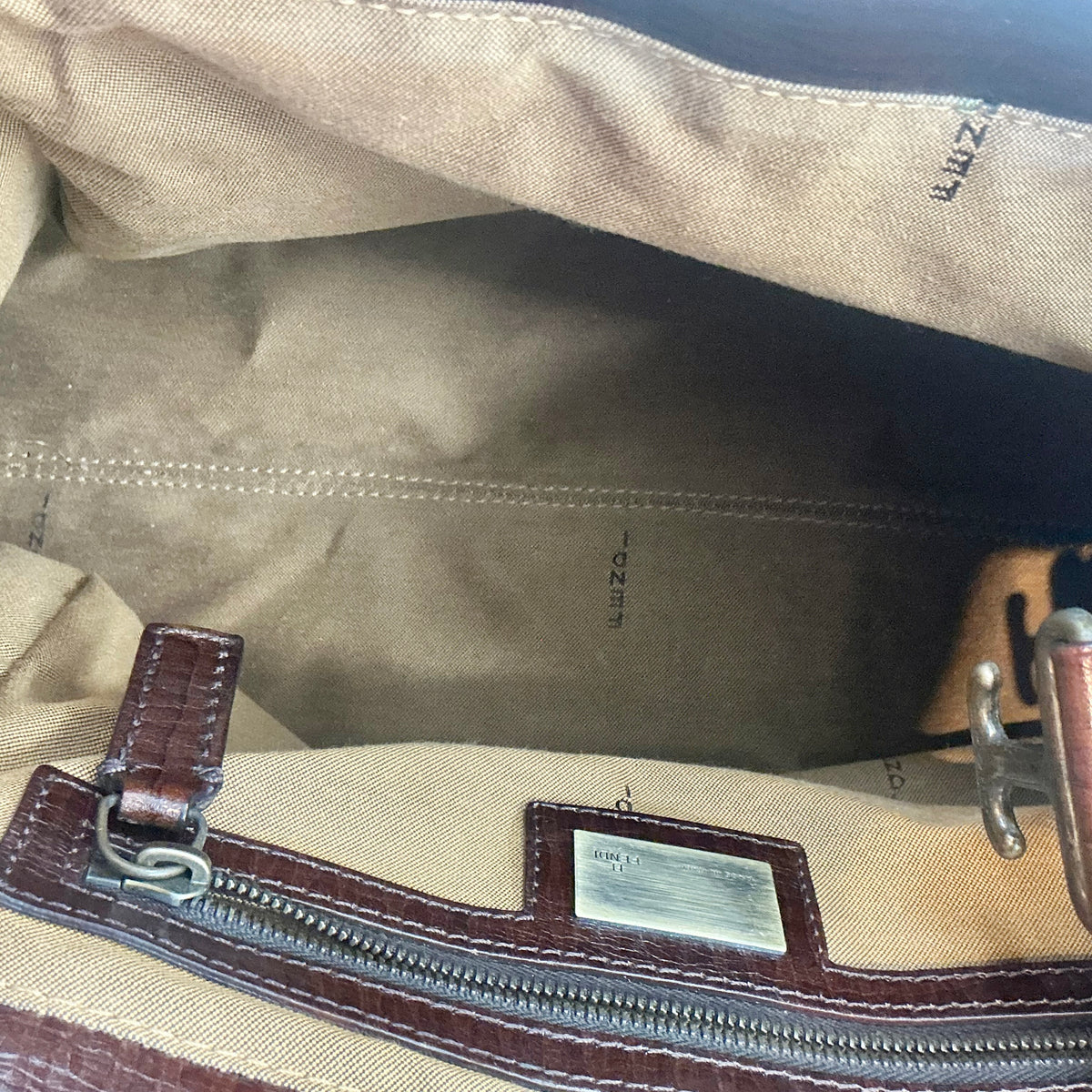 Fendi Vintage Brown Zucca Canvas Bag De Jour Top Handle Satchel