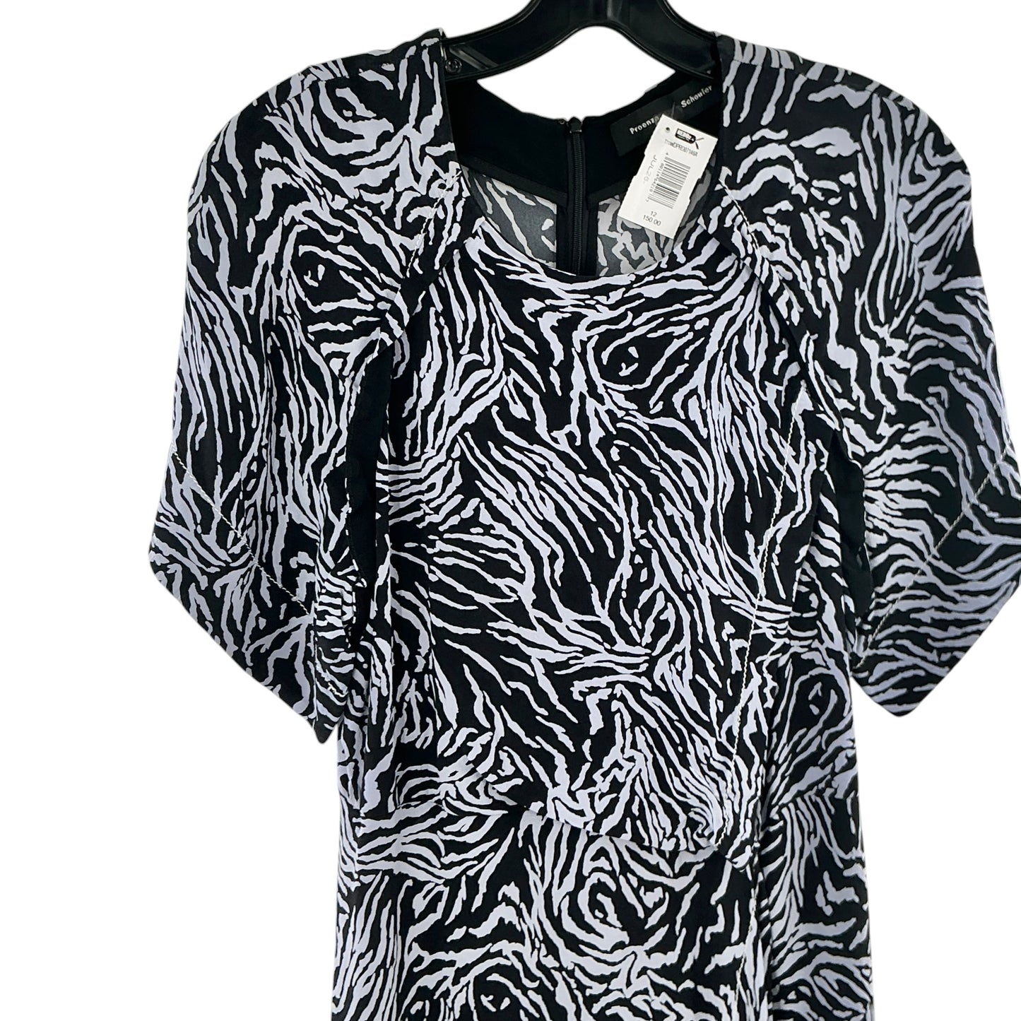 Proenza Schouler Zebra Print Short Sleeve Draped Dress