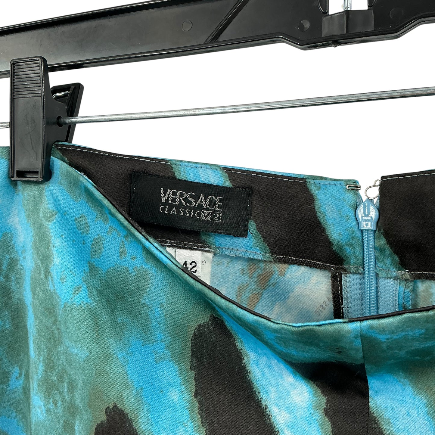 Versace Teal & Black Graphic Print Flared Trousers