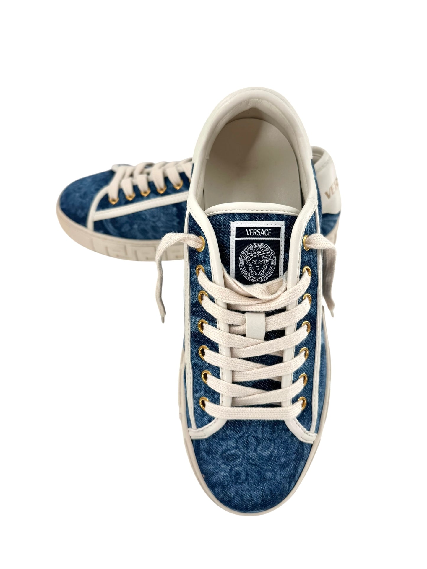 Versace Womens Greca Denim Sneakers- Size 39