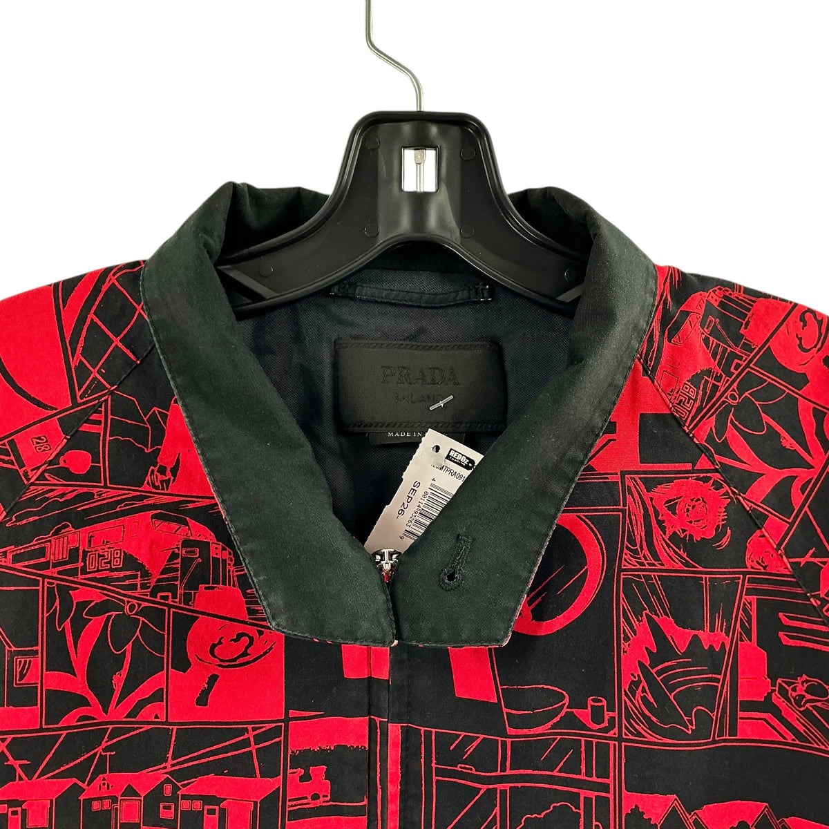 Prada SS18 Comic Graphic Print Short-Sleeve Zip-Up Jacket Shirt