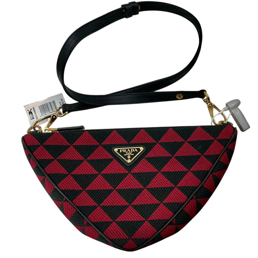 Prada Mini Symbole Triangolo Jacquard Triangle Bag – Black / Ciliegia Red